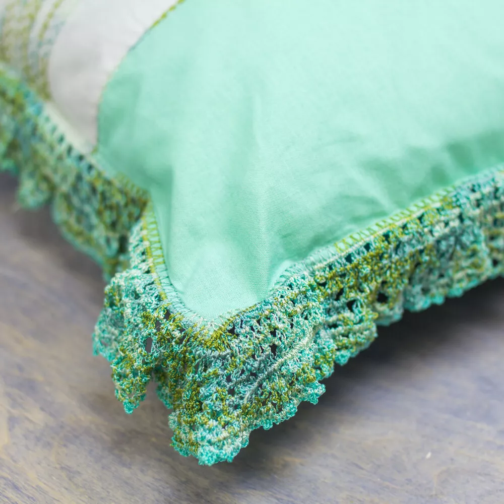 Add accents with crochet by machine with this bolder 12wt rayon thread.