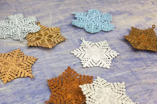 Embroider gorgeous free-standing lace for stunning ornaments and decorations for any occasion.