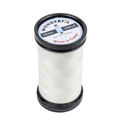 Close-up to our water soluble thread Rinse 'n Gone.