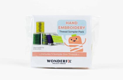 A close-up of Hand Embroidery Thread Sampler.