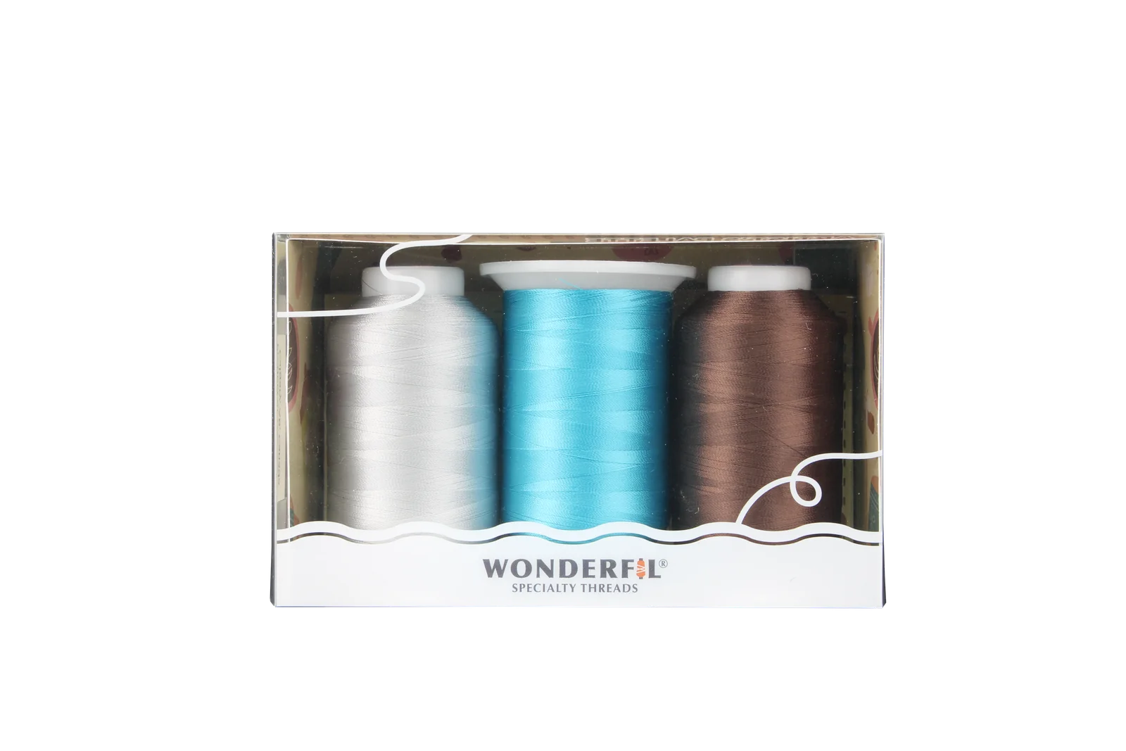 Close-up of a BOM 2025 piecing pack featuring DecoBob threads.