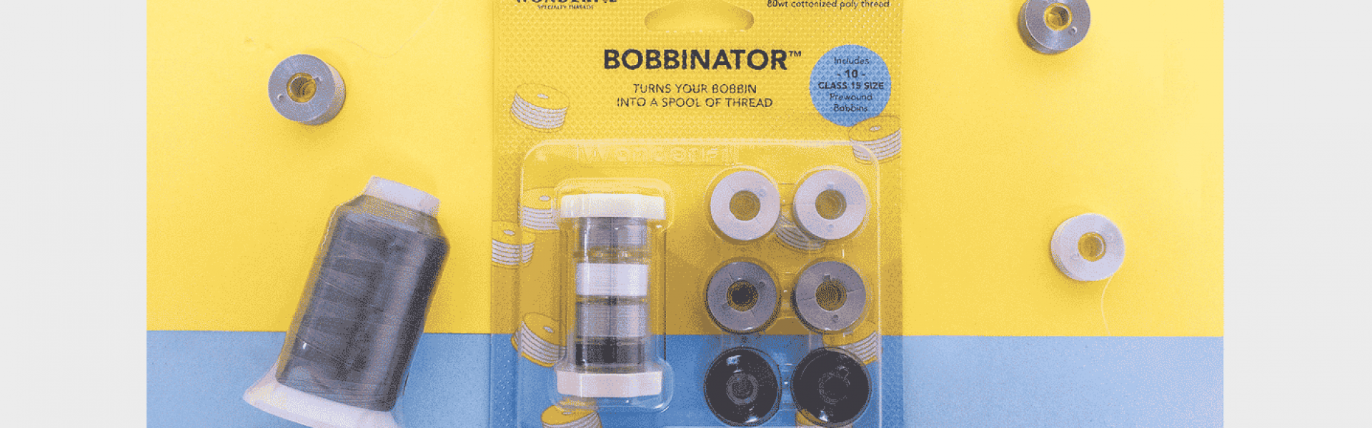 A photo of the Bobbinator sewing accessory.